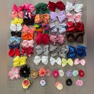 Colorful Hair Bow and Flower Clip Lot